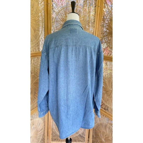 Vintage Quizz Again Embroidered Noah’s Ark Long Sleeve Denim Button Down Shirt - Picture 3 of 11